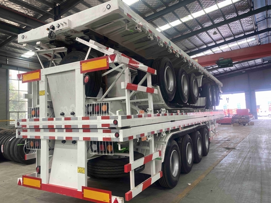 CIMC 40 toneladas 60t 2/3 eixo 20FT 40FT chassi de contêiner usado cama plana pescoço de ganso esqueleto caminhão reboque de cama plana