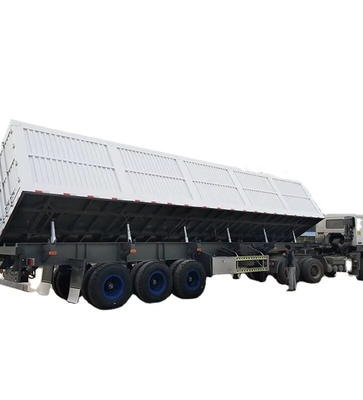 CIMC Tri eixo lateral Tipper 70 toneladas permite que as mercadorias sejam descarregadas a partir do lado transportando materiais de construção descarregar semi-reboque