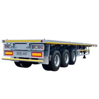 CIMC 50T 12500*2500*1530mm 12r22.5 Leaf Spring Suspension Lowbed Flatbed Container Semi-Trailer para África do Sul Oriente Médio