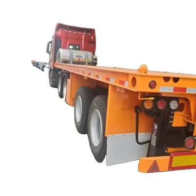 Melhor preço 40T-100T Semi-reboque de cama baixa de cama plana de 3 eixos Semi-reboque esquelético para transporte de contentores