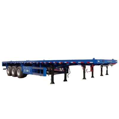 China CIMC Tri-axis reboque para tarefa pesada 20 ou 40 pés equipamento de suspensão aérea van transportador de carga tanque semi-remolque de cama plana
