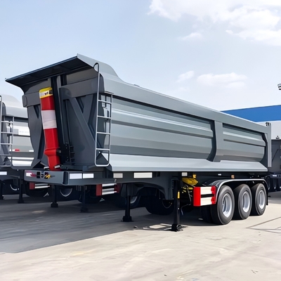 3 eixos 60 toneladas em forma de U Grey Half Pipe Tipper Trailer camião pesado