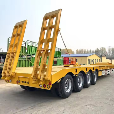 Carga pesada 2 linhas 4 eixos 2x40T Suspensão rígida Semi-reboque de cama baixa