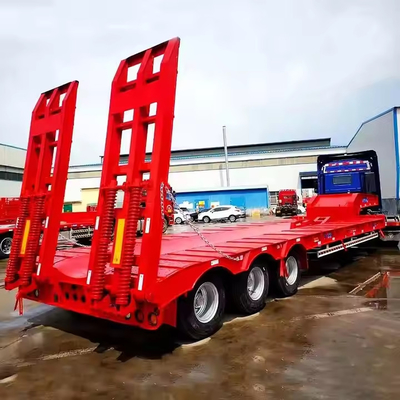 Chinês 3 eixo 14m transporte veículos pesados mineração máquinas florestais cama baixa semi-reboque