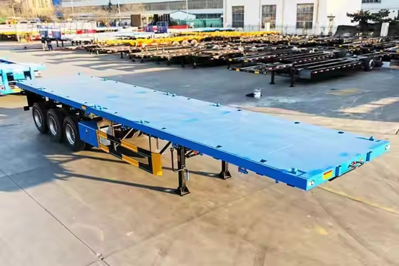 CIMC 2/3/4 eixos 40ft 12500*2500*1500mm 70 toneladas Capacidade de 8-12 conjuntos Twist Lock Flatbed Deck Trailer