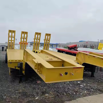 Trailers de carga pesada 8 eixos Lowboy Lowbed Transportes Máquinas pesadas Semi-trailers de aço com escada hidráulica