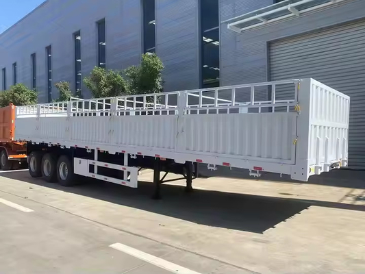 Reboque de gado de 100 toneladas Reboque de gado de 3 eixos Carga de animais Cana-de-açúcar Transporte Estaca vedação Semi-reboque caminhão