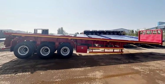 China 3 eixo 20ft 40ft Container Trailer Cargo Cama plana Cama plana Semi-trailer com fechadura de contêiner